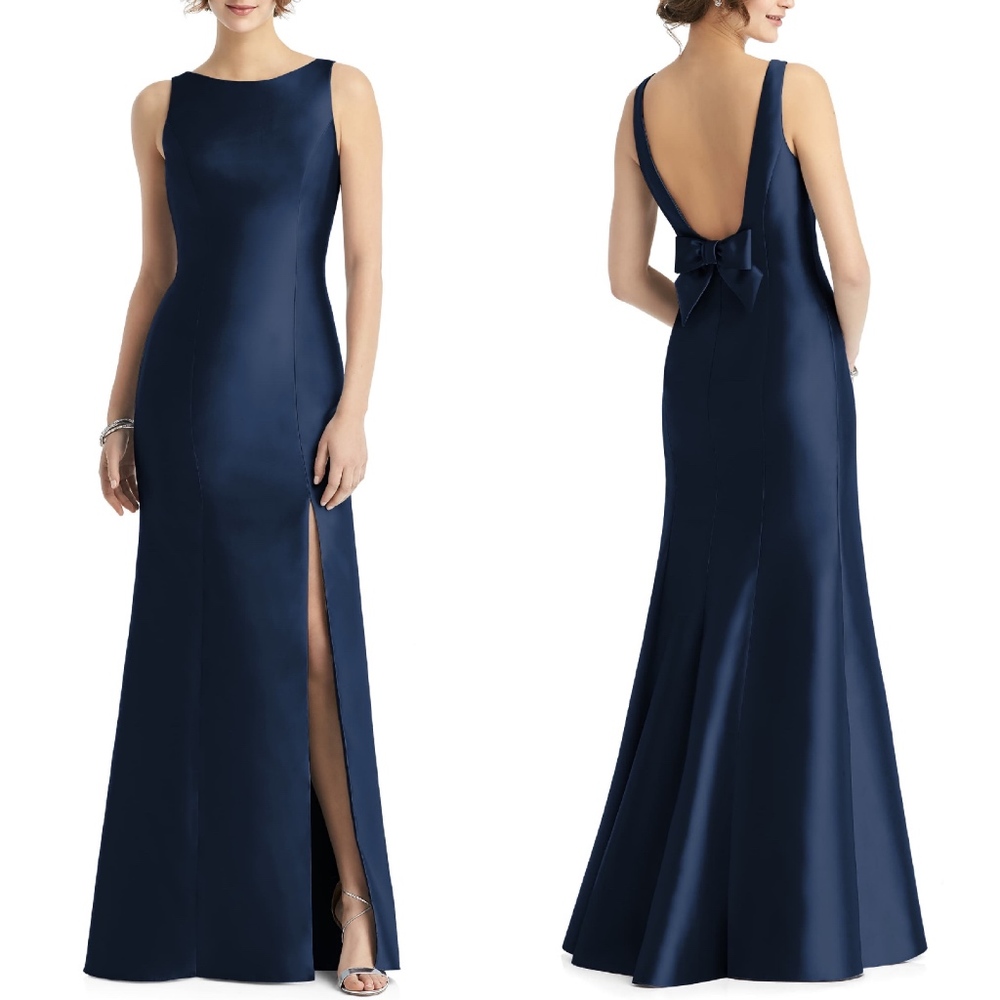 D770 Alfred Sung Midnight Bateau Neck Mermaid Gown